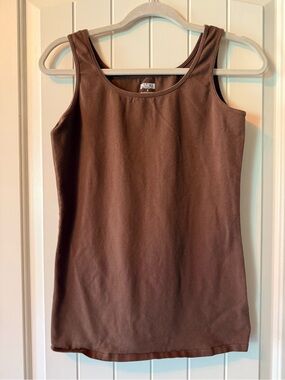 Duluth Trading Co Brown Scoop-Neck Tank Top Cotton